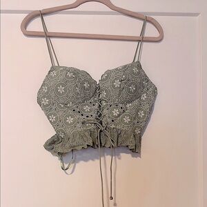 Indikah Green Lace-Up Crop Top size 8